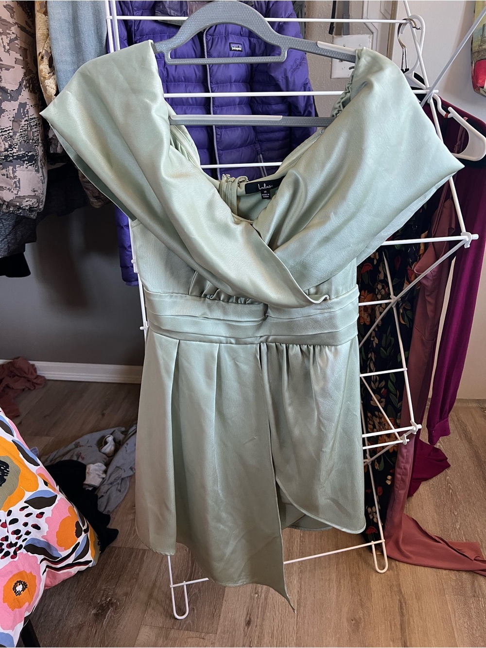 Lulus Always Celebrating Sage Green Mini Dress